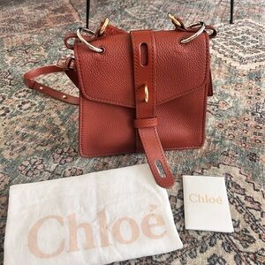 Authentic Chloe Aby brown leather shoulder bag